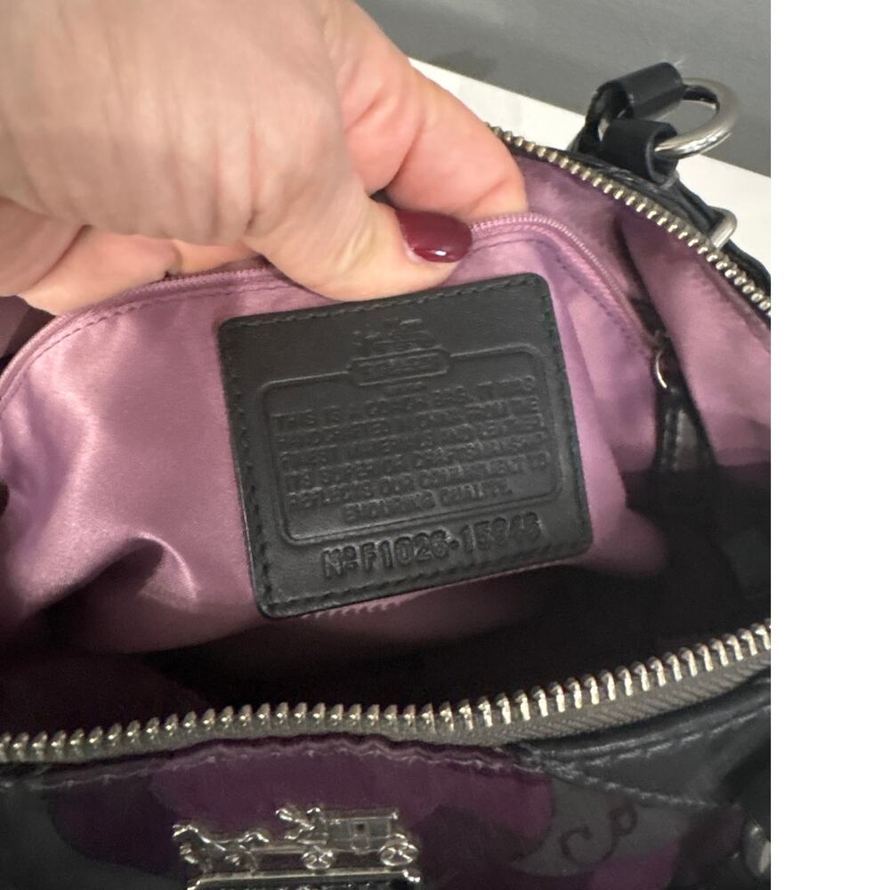Coach Madison Sophia Clover Logo Sateen Bag Purse Purple Tones - Picture 9 of 10